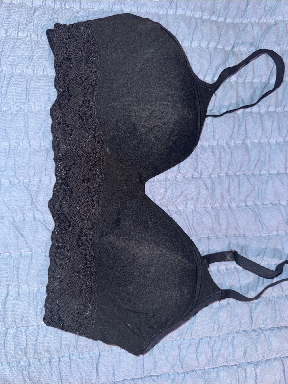 Nature Black Lace-Trim Wireless T-Shirt Bra - Women Intimates 36C